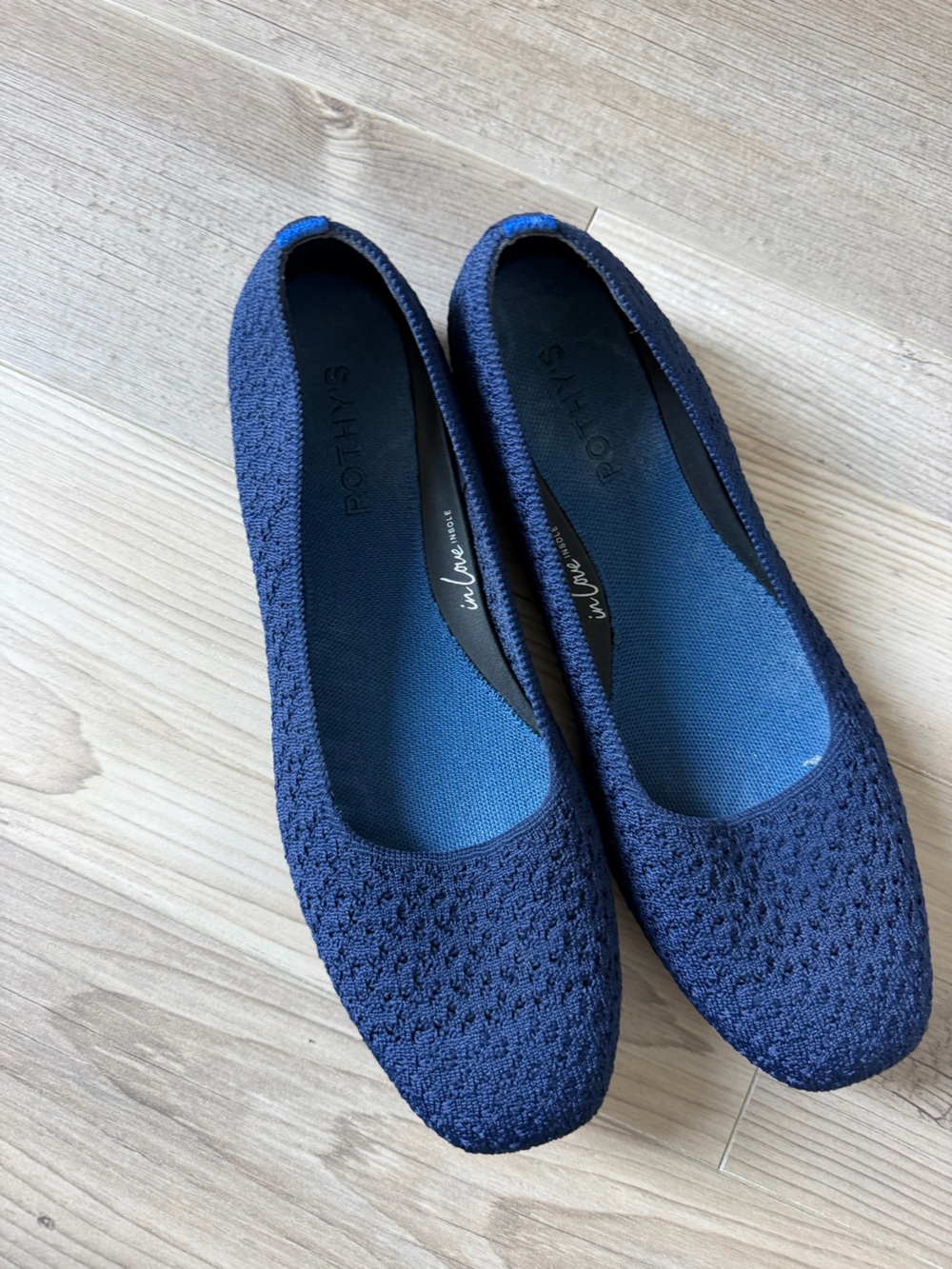 Rothy’s The Square Navy Blue Knit Ballet Flats US 11 UK 9